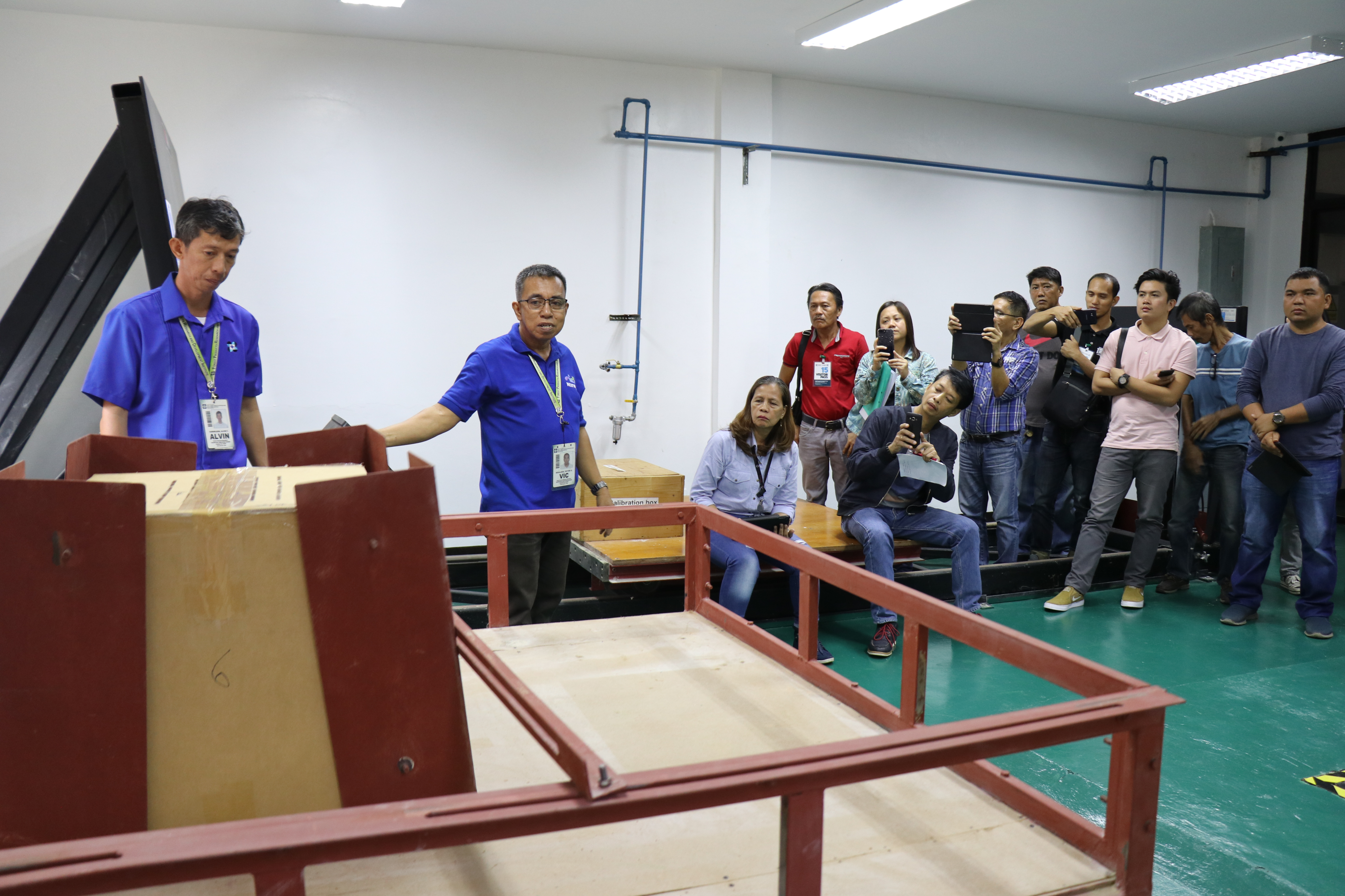 Engr. Revilleza and Engr. Vardeleon demonstrate transit testing of packaged products using the Vibration Test Machine, Accudrop Drop Tester Machine and Inclined Impact Tester Machine. These machines help anticipate how products will perform during shipping.