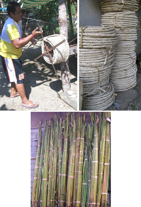 Ropes woven from shoots of buri palm.