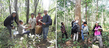 For. Arsenio B. Ella and For. Florena B. Samiano (left photo – rightmost and leftmost, respectively),  conducted a field visit in Modulkiri, Cambodia.