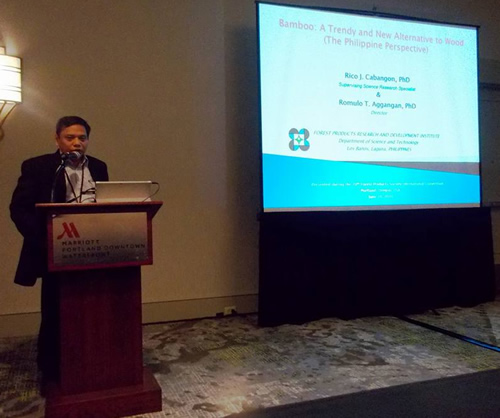 Dr. Rico J. Cabangon presents a paper at the 70th Forest Products Society (FPS) International Convention.