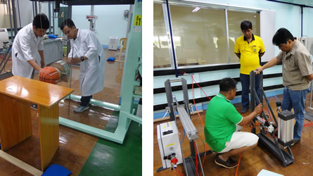 NFTC staff train DOST-7 on the use of the various furniture testing equipment.